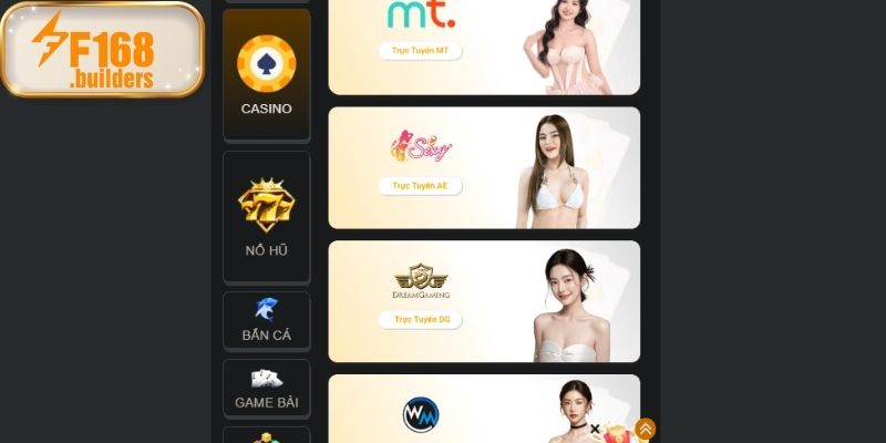 Các sảnh game trực tuyến nổi bật trong casino F168
